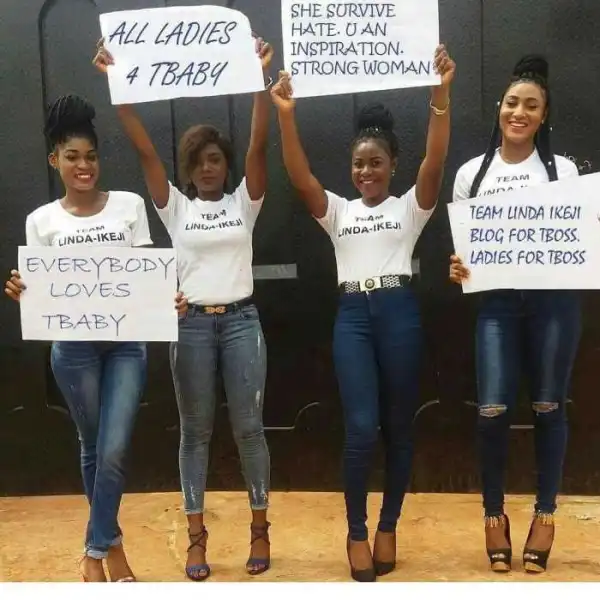 #BBNaija – Pretty Linda Ikeji’s Girls Campaign For Tboss [Photo]